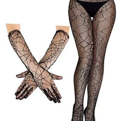 2 Pair Halloween Spider Tights Suit Witch Black Fishnet Tights Spiderweb